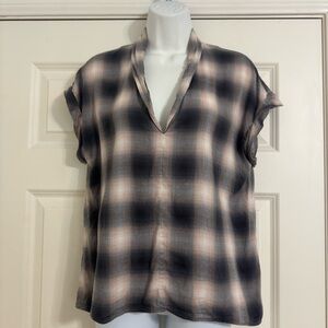 Crippen Plaid V-Neck Women's Top size S